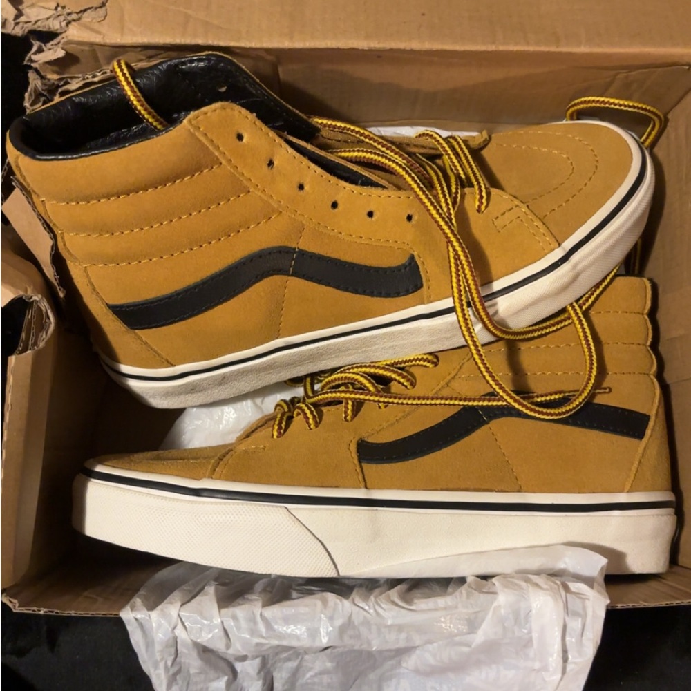 Vans Tan and Black Skate Sneakers